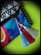 Multicolored bag clutch triangle print - blue details