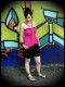 Hot pink top with multi straps - size M/L