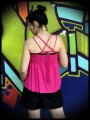 Hot pink top with multi straps - size M/L