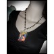 Necklace silver black pearls rosary - PIN UP - 4 to choose from