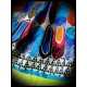 Multicolored dress triangle print blue details - size M/L