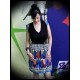 Robe multicolore motifs triangles détails bleus - taille M/L