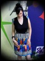 Multicolored dress triangle print blue details - size M/L