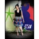 Robe multicolore motifs triangles détails bleus - taille M/L