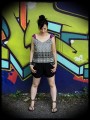 Black cuffed shorts w/ pockets chevron print - size S/M