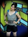 Black cuffed shorts w/ pockets triangle print - size S/M