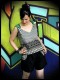 Loose top black/white geommetrical print green details - size M/L