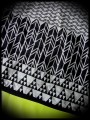 Loose top black/white geommetrical print green details - size M/L