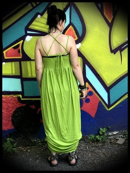 Lime green maxi dress with multi straps - size S/M