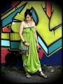 Lime green maxi dress with multi straps - size S/M