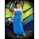 Turquoise blue maxi dress with multi straps - size L/XL