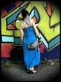 Turquoise blue maxi dress with multi straps - size L/XL