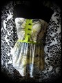 Bustier à poches motif floral détails vert anis - taille M/L