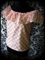 White Bardot top coral fish scale print - size S/M