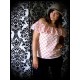 White Bardot top coral fish scale print - size S/M