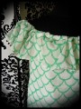 White Bardot top green fish scale print - size S/M