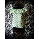 White Bardot top green fish scale print - size S/M