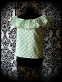 White Bardot top green fish scale print - size S/M