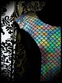 Black dress multicolored fishscale mermaid print - size S/M