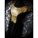 Black dress gold fishscale mermaid print - size S/M