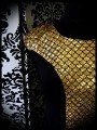 Black dress gold fishscale mermaid print - size S/M