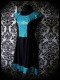 Black dress turquoise blue fishscale mermaid print - size M/L