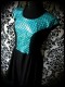 Black dress turquoise blue fishscale mermaid print - size M/L