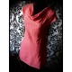 Red draped dress with pockets Japanese print - size S/M