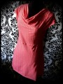 Red draped dress with pockets Japanese print - size S/M