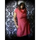 Red draped dress with pockets Japanese print - size S/M