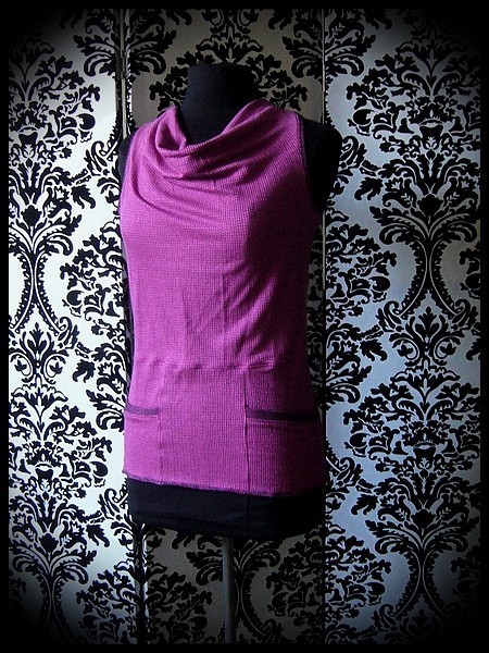 Pink draped top with pockets - size S/M