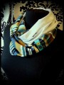 Foulard tube motif rayé bleu / jaune / taupe