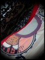 Robe à poche rouge beige motifs rétro détails prune - taille M