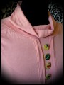 Coral pink top w/ cowl neck retro buttons - size S