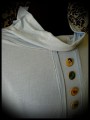 Blue top w/ cowl neck retro buttons - size L