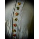 Blue top w/ cowl neck retro buttons - size L