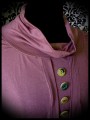 Plum top w/ cowl neck retro buttons - size M