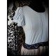 Blue beige bubble dress with black lace detail - size M/L