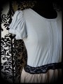 Blue beige bubble dress with black lace detail - size M/L