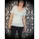 Haut t-shirt blanc motifs verts buste vert d'eau - taille XS/S