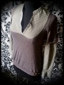 Taupe layered top w/ khaki green shirt - size S/M