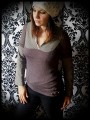 Taupe layered top w/ khaki green shirt - size S/M