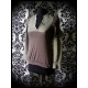 Taupe layered top w/ khaki green shirt - size S/M