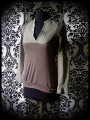 Taupe layered top w/ khaki green shirt - size S/M