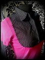 Hot pink layered top w/ black shirt - size XS/S