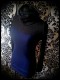 Royal blue sweater w/ cowl neck black glitter details - size S/M