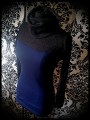 Royal blue sweater w/ cowl neck black glitter details - size S/M