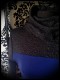 Royal blue sweater w/ cowl neck black glitter details - size S/M