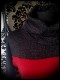 Dark red sweater w/ cowl neck black glitter details - size M/L