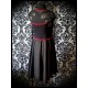 Black / gold dress dark red details lace open back - size M